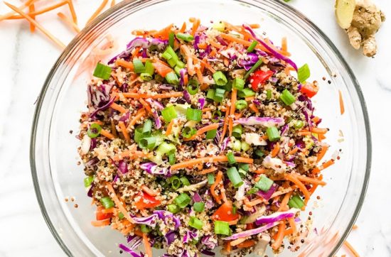 Thai Veggie Quinoa Salad with Creamy Almond Butter Dressing | Living Well With Nic