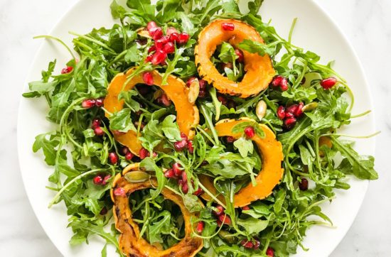 Roasted Delicata Squash and Pomegranate Arugula Salad | Living Well With Nic