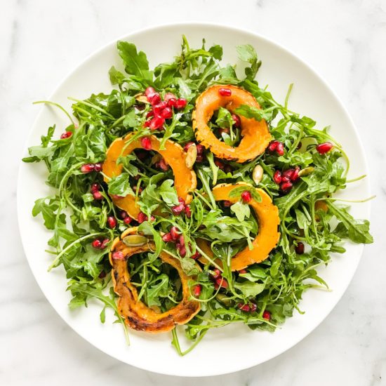 Roasted Delicata Squash and Pomegranate Arugula Salad | Living Well With Nic