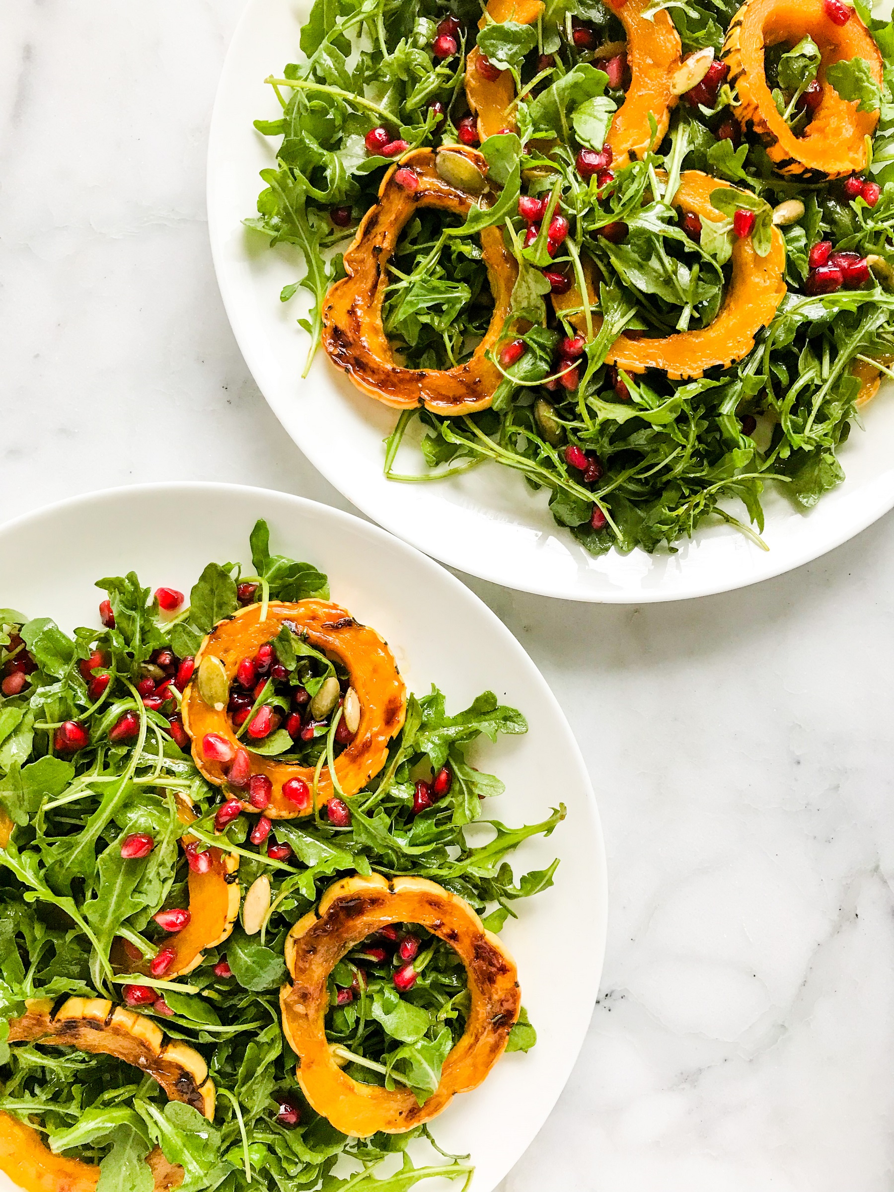 Roasted Delicata Squash and Pomegranate Arugula Salad | Living Well With Nic