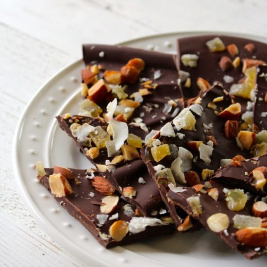 Dark Chocolate Almond Bark with Coconut and Ginger | Living Well With Nic