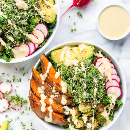 Sweet Potato Kale Bowl with Tahini Dressing - Living Well With Nic